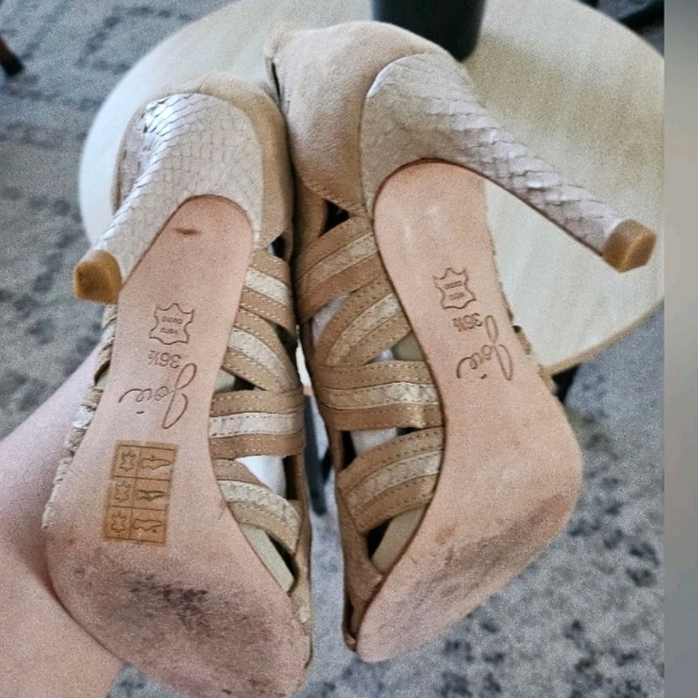 Joie Women Nude Suede Lace Up Heeled Sandals Open Toe Cutout Gladiator Heels Sz6 - Picture 8 of 11